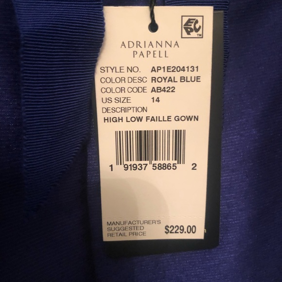 Royal Blue Hi-Low Faille Gown. - Picture 4 of 6